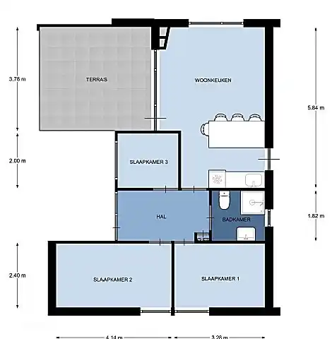 Plattegrond van het huisje.